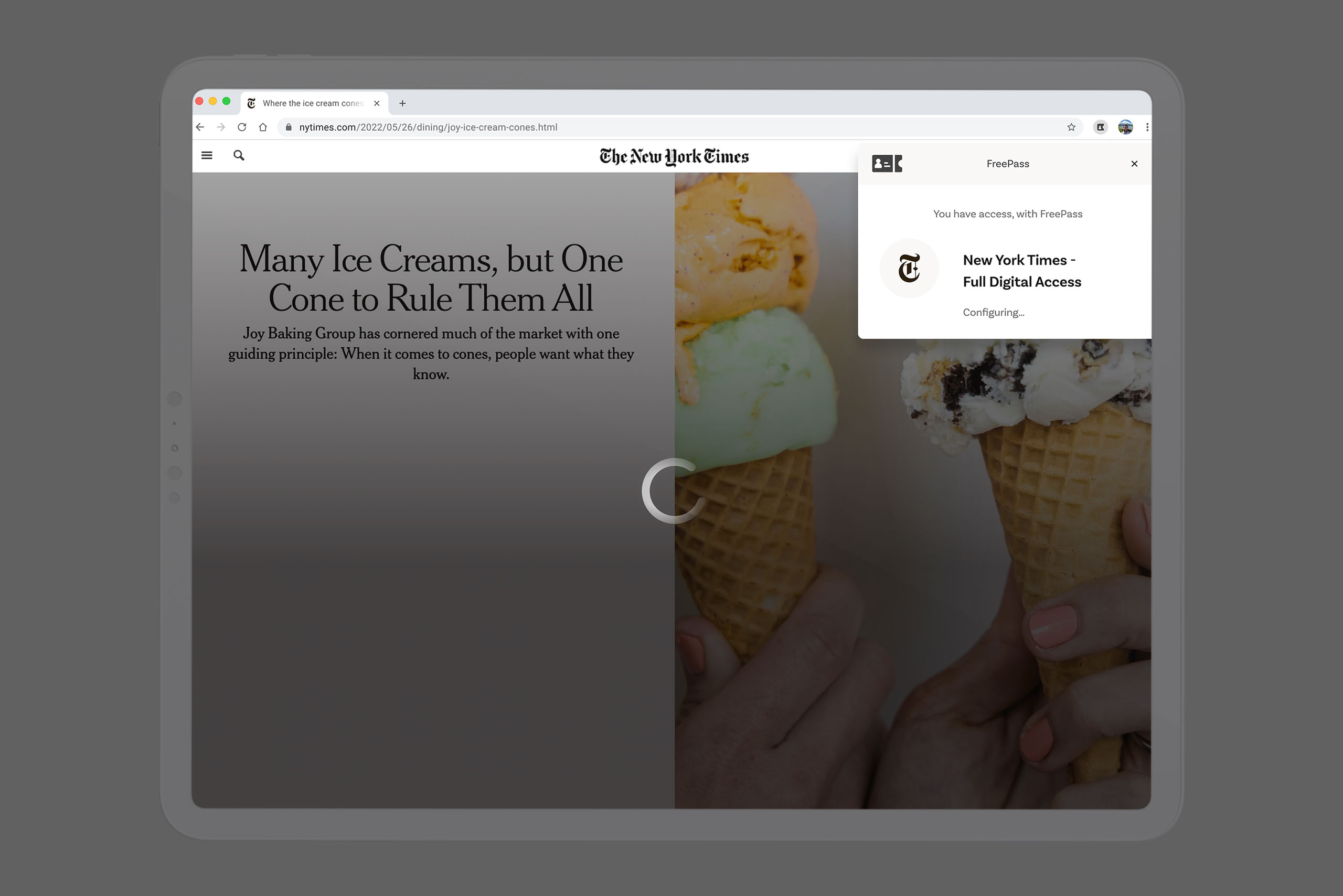 FreePass browser extension successfully installed.