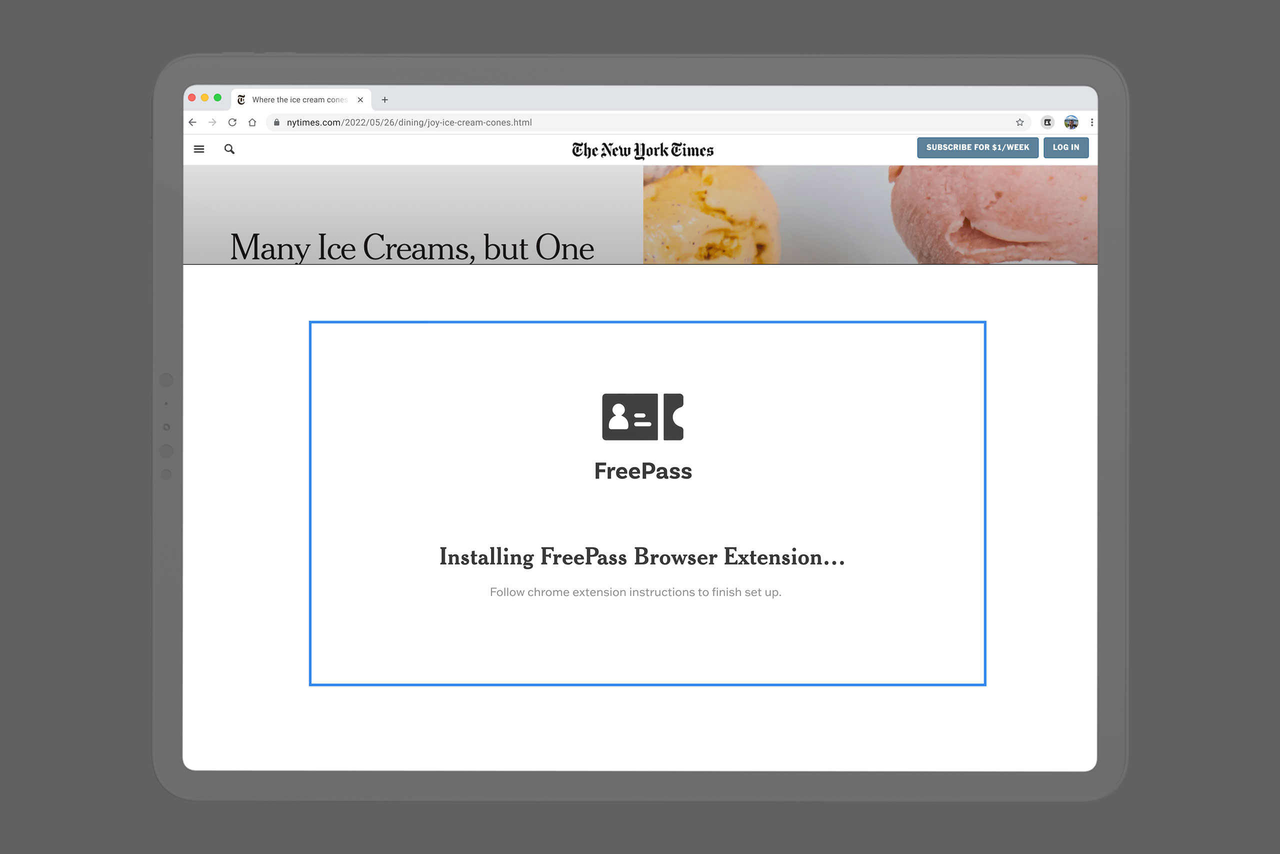 FreePass browser extension installing.
