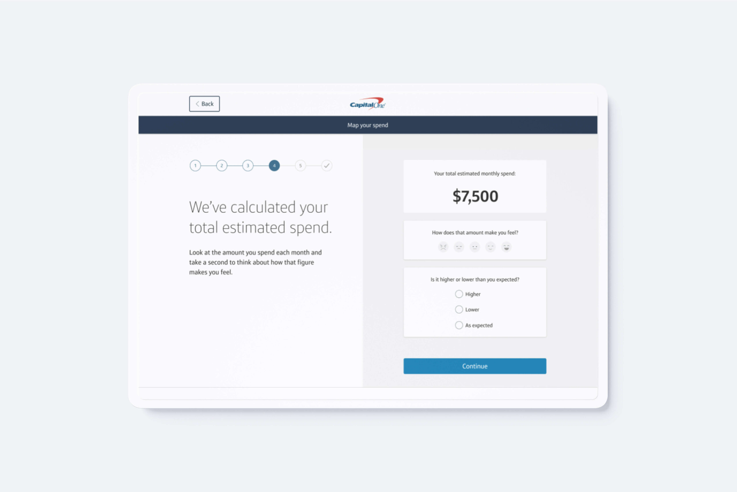 Map your spend - Spending estimate review screen